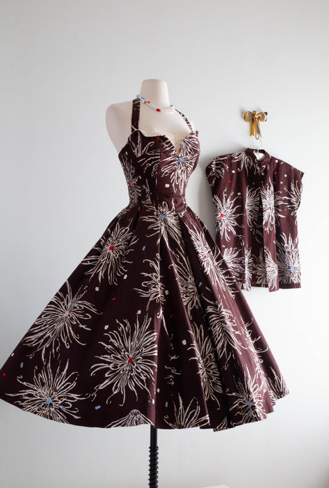 Fabulous 1950's Alfred Shaheen Blossom Time! Hawaiian Halter Dress