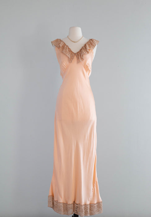 Sumptuous 1930's Liquid Silk Charmeuse Bias Cut Slip Gown / ML