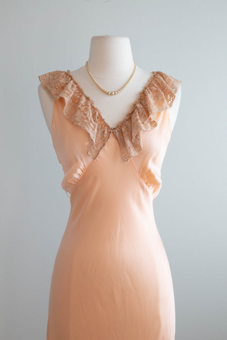 Sumptuous 1930's Liquid Silk Charmeuse Bias Cut Slip Gown / ML