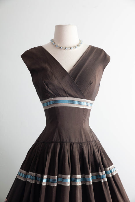 Fabulous 1950's Neapolitan Ice Cream Colored Party Dress By DeTrano / XXS