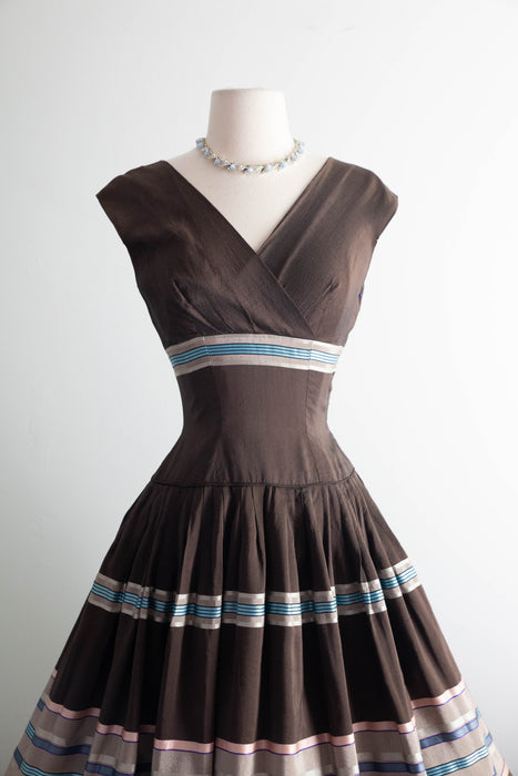 Fabulous 1950's Neapolitan Ice Cream Colored Party Dress By DeTrano / XXS