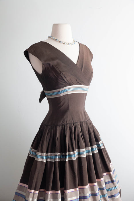 Fabulous 1950's Neapolitan Ice Cream Colored Party Dress By DeTrano / XXS