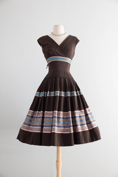 Fabulous 1950's Neapolitan Ice Cream Colored Party Dress By DeTrano / XXS