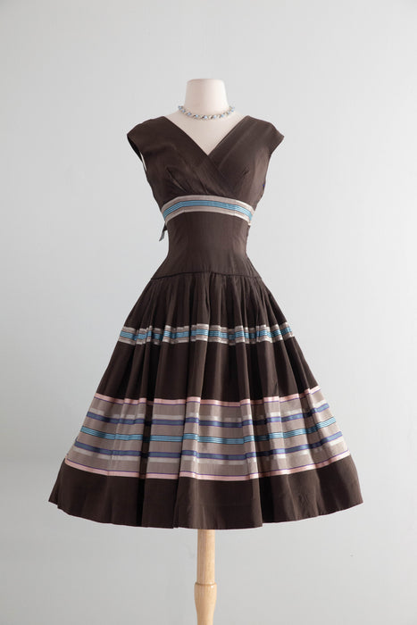 Fabulous 1950's Neapolitan Ice Cream Colored Party Dress By DeTrano / XXS