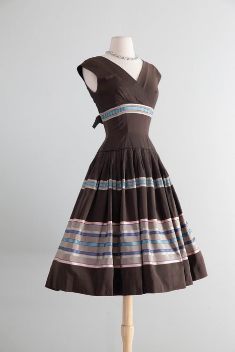 Fabulous 1950's Neapolitan Ice Cream Colored Party Dress By DeTrano / XXS