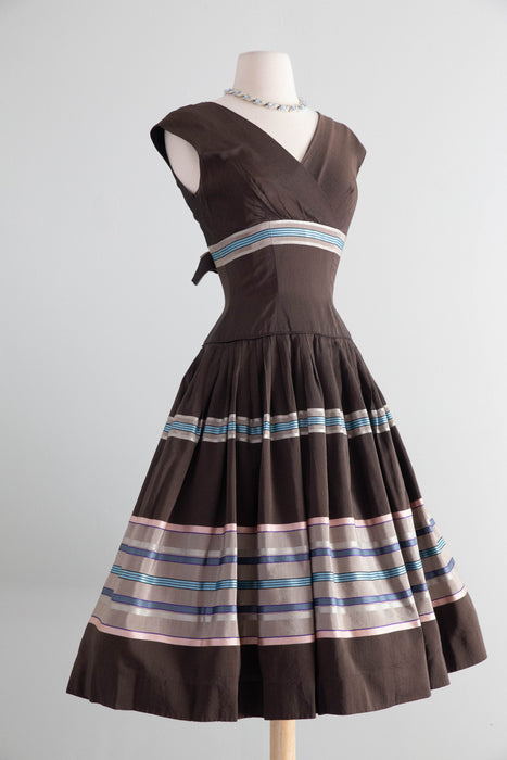 Fabulous 1950's Neapolitan Ice Cream Colored Party Dress By DeTrano / XXS