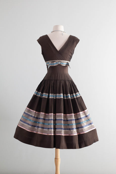 Fabulous 1950's Neapolitan Ice Cream Colored Party Dress By DeTrano / XXS