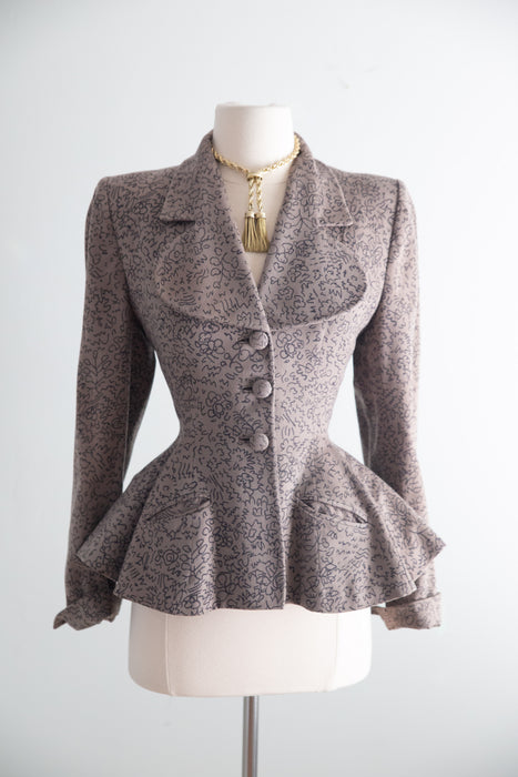 Rare Early 1950's New Look Period Lilli Ann Jacket in Printed Wool / S