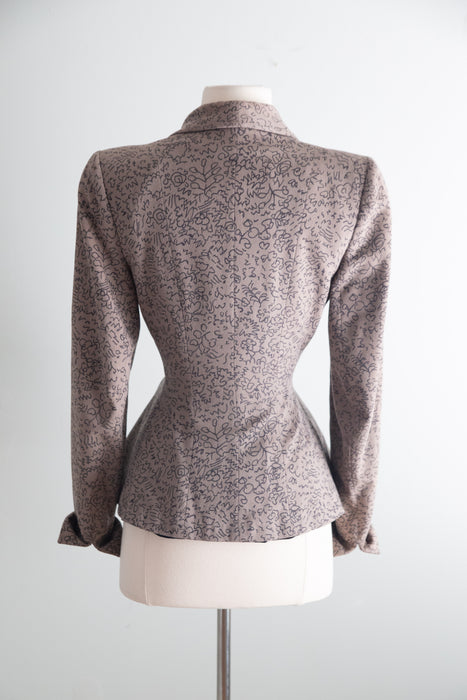 Rare Early 1950's New Look Period Lilli Ann Jacket in Printed Wool / S