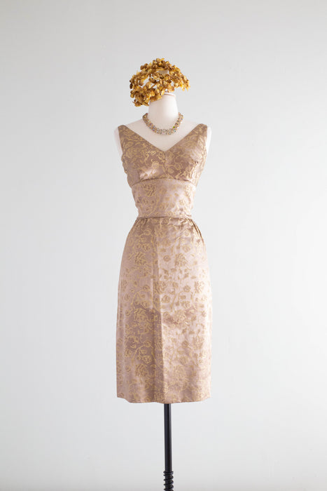 Glamorous 1950's Autumn Brocade Cocktail Dress By Pixie / SM – Xtabay Vintage