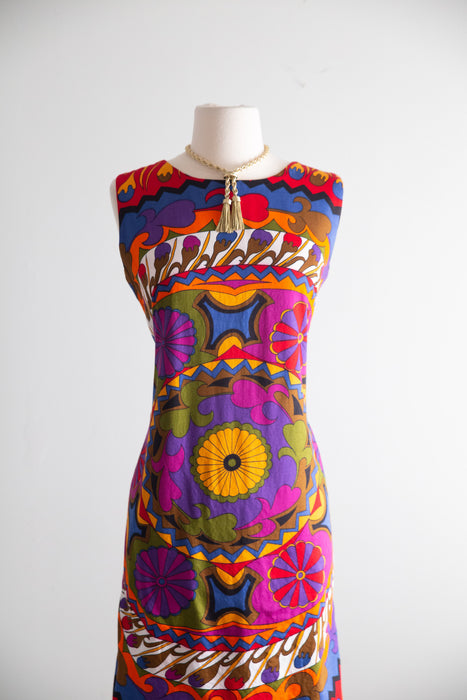 FANTASTIC 1960's Pucci Style Print REVERSIBLE Cotton Shift / M