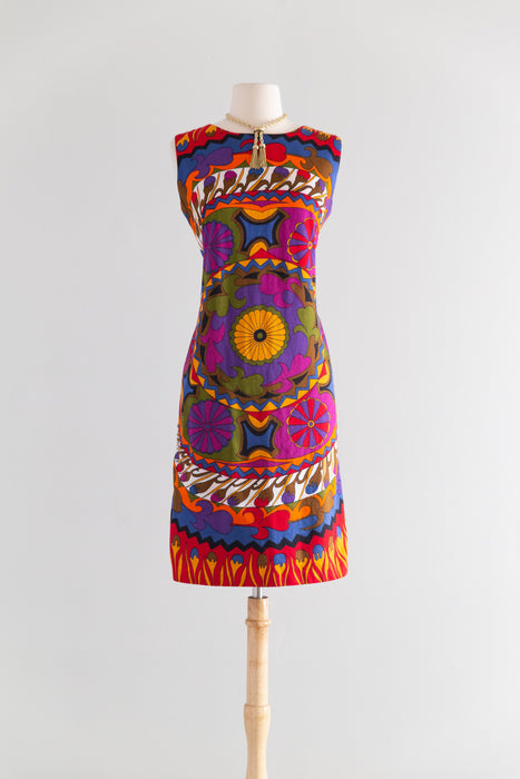 FANTASTIC 1960's Pucci Style Print REVERSIBLE Cotton Shift / M