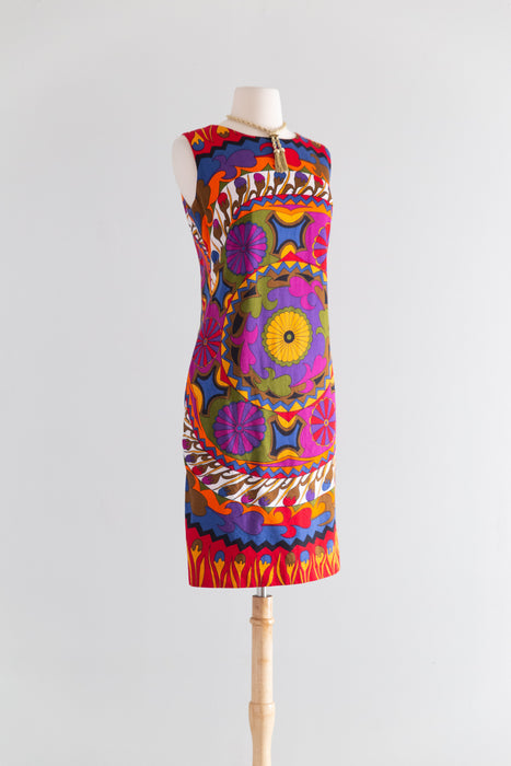 FANTASTIC 1960's Pucci Style Print REVERSIBLE Cotton Shift / M
