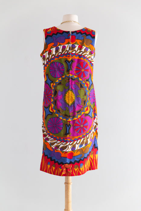 FANTASTIC 1960's Pucci Style Print REVERSIBLE Cotton Shift / M