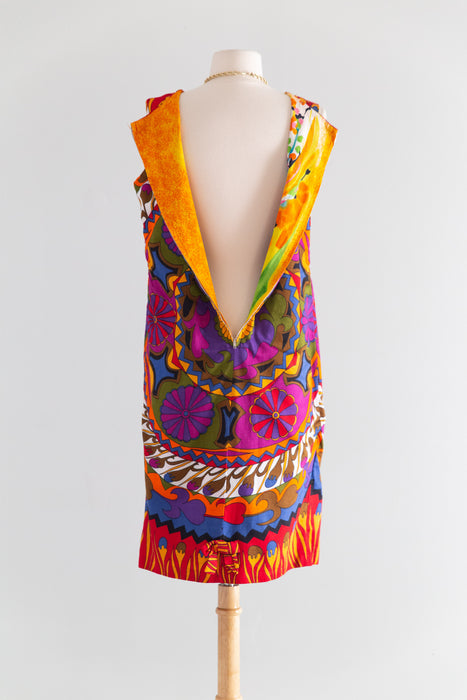 FANTASTIC 1960's Pucci Style Print REVERSIBLE Cotton Shift / M