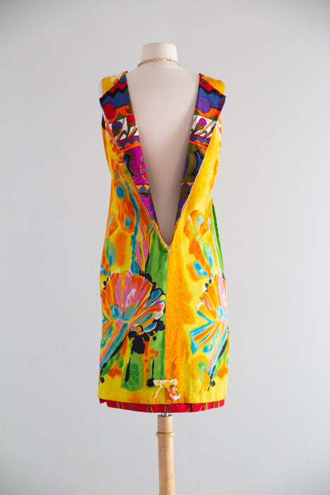 FANTASTIC 1960's Pucci Style Print REVERSIBLE Cotton Shift / M