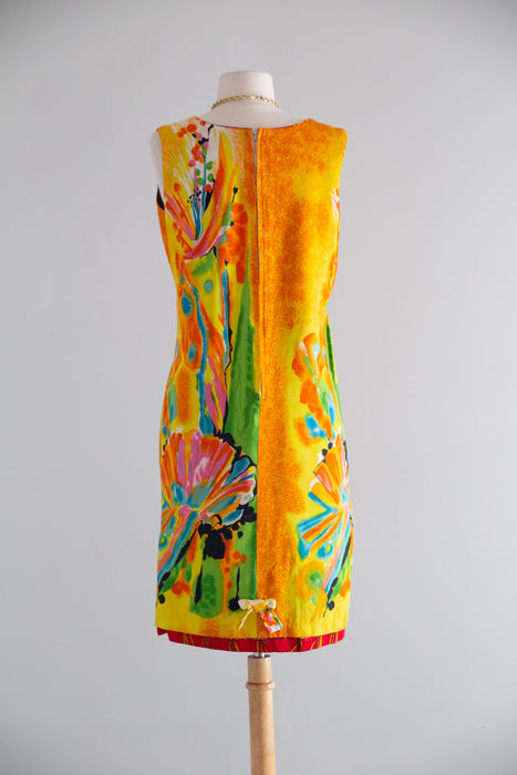FANTASTIC 1960's Pucci Style Print REVERSIBLE Cotton Shift / M