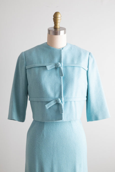 robins egg blue dress Darling 1960's Robin's Egg Blue Wool Suit / XS – Xtabay Vintage