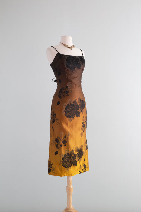 Spectacular 1950's Helen Rose Ombre Autumn Rose Silk Cocktail Dress & Xtabay Vintage Spectacular 1950's Helen Rose Ombre Autumn Rose Silk Cocktail Dress & Xtabay Vintage