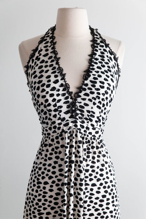 Sensational 1970's Leo Narducci Cheetah Print Midi Length Evening Dress / XS