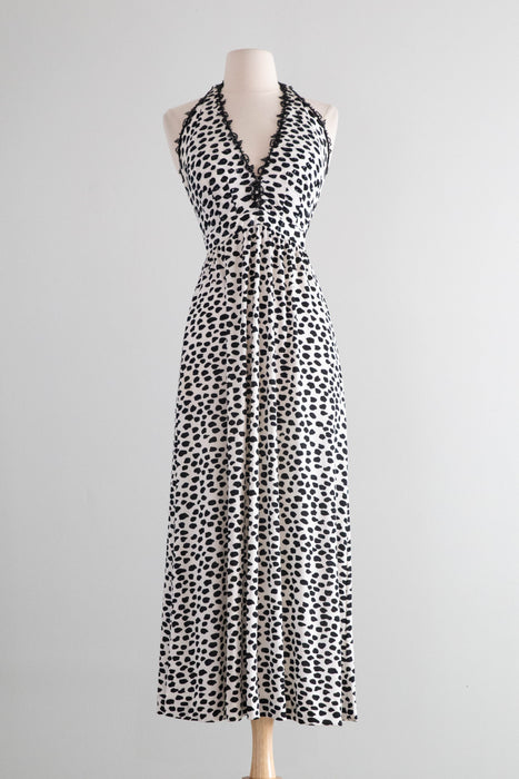 Sensational 1970's Leo Narducci Cheetah Print Midi Length Evening Dress / XS