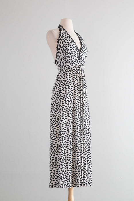 Sensational 1970's Leo Narducci Cheetah Print Midi Length Evening Dress / XS