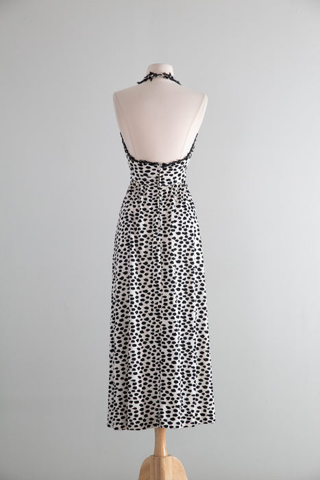 Sensational 1970's Leo Narducci Cheetah Print Midi Length Evening Dress / XS