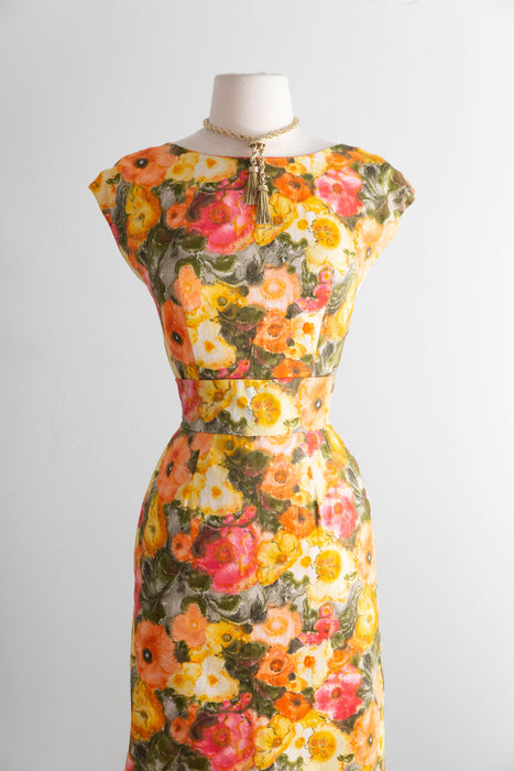 Glorious Early 1960's Pat Premo Cotton Floral Print Dress / XS