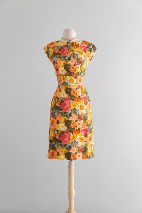 Glorious Early 1960's Pat Premo Cotton Floral Print Dress / XS