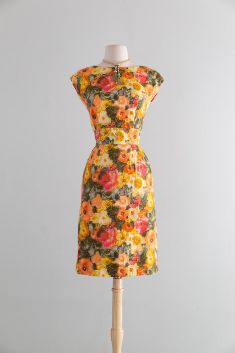 Glorious Early 1960's Pat Premo Cotton Floral Print Dress / XS