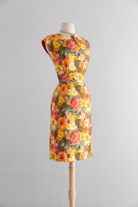 Glorious Early 1960's Pat Premo Cotton Floral Print Dress / XS