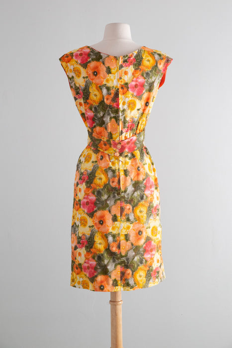 Glorious Early 1960's Pat Premo Cotton Floral Print Dress / XS