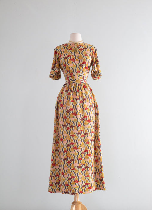 Fabulous 1970's Goldworm Italian Wool Knit Maxi Dress With Flutter Sleeves / SM