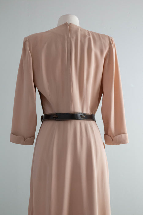 Classic 1940's Fall Day Dress In Sophisticated Sand / Medium