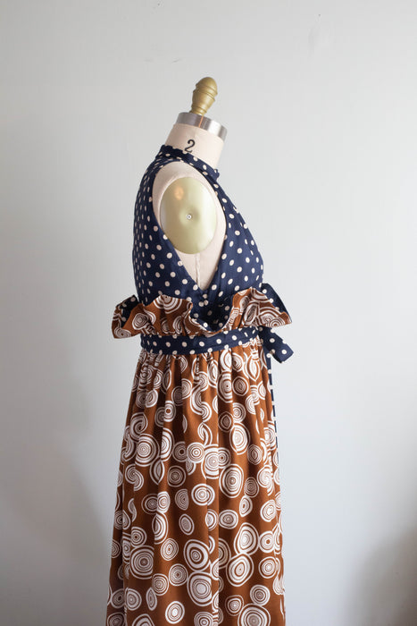 Vintage 1960's Donald Brooks Fabulous Silk Halter Gown / XS