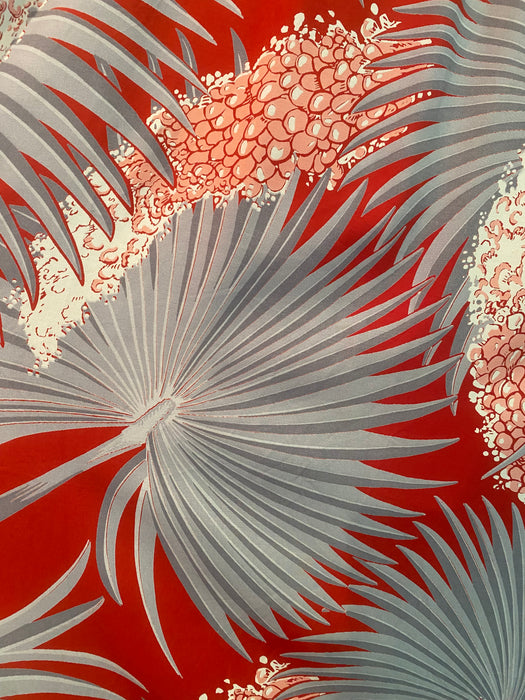 Rare 1940's Palm Print Hawaiian Muu Muu in Cold Rayon By Watumull's and Leilani / ML