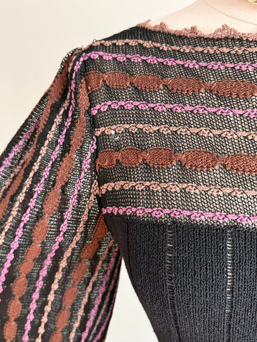 Beautiful 1970's Two Piece Autumnal Knit Set / M