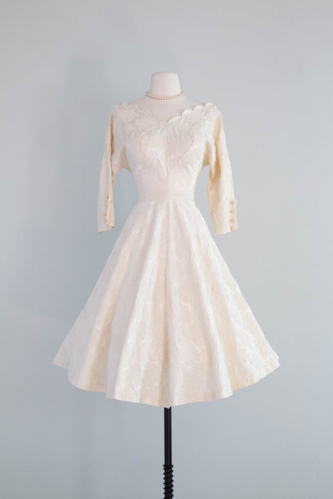 Lovely 1950's Ivory Brocade Party Dress / ML