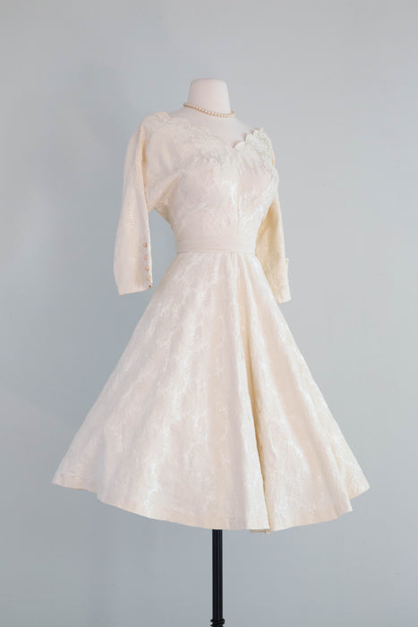 Lovely 1950's Ivory Brocade Party Dress / ML