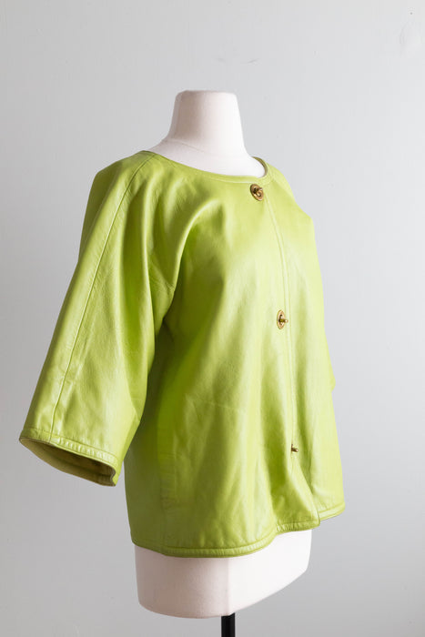 Vintage 1960's Chartreuse Bonnie Cashin Leather Jacket / Medium