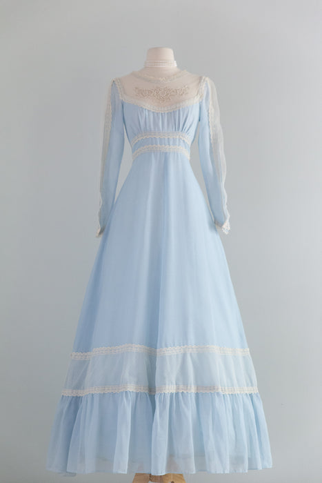 The Dreamiest 1970's Gunne Sax Dress Powder Blue Prairie Dress / SM