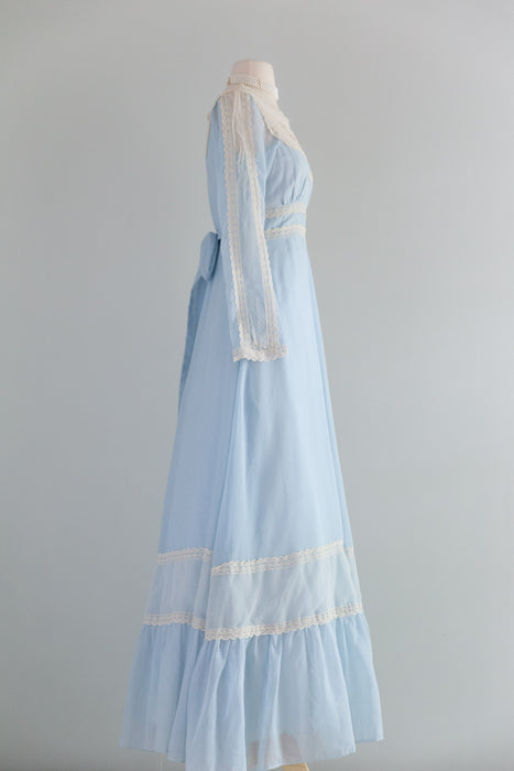 The Dreamiest 1970's Gunne Sax Dress Powder Blue Prairie Dress / SM