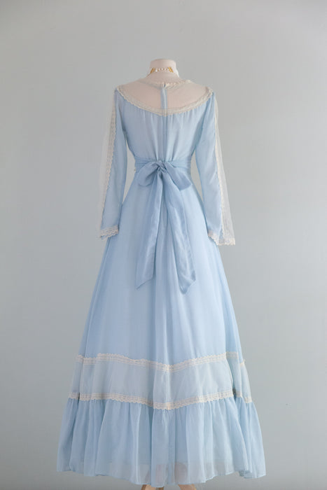 The Dreamiest 1970's Gunne Sax Dress Powder Blue Prairie Dress / SM