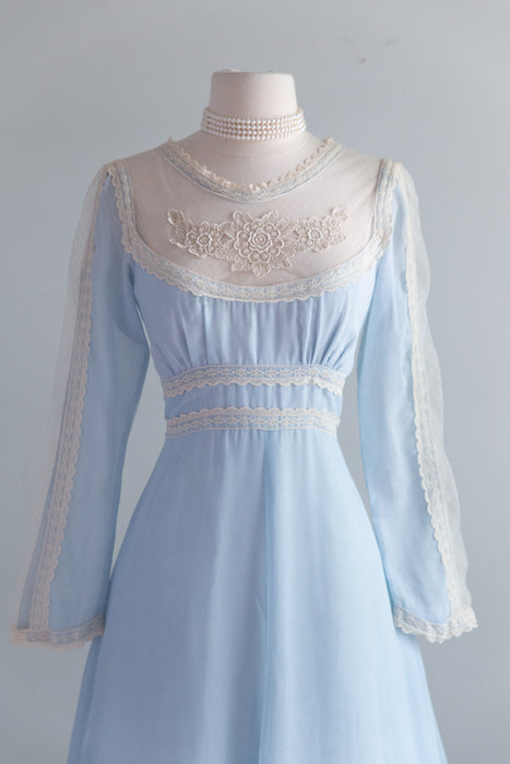 The Dreamiest 1970's Gunne Sax Dress Powder Blue Prairie Dress / SM