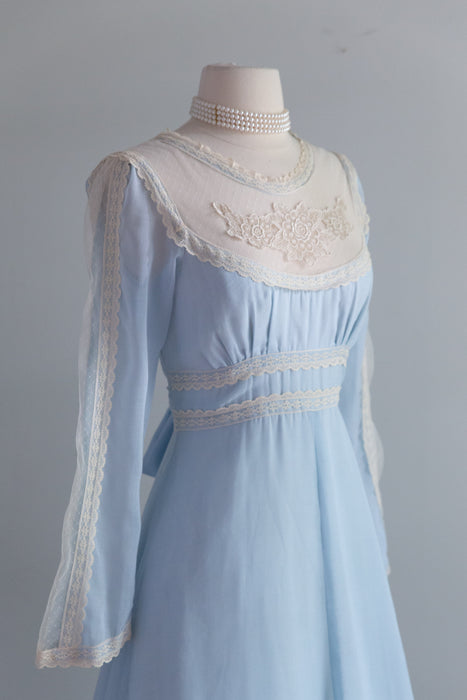 The Dreamiest 1970's Gunne Sax Dress Powder Blue Prairie Dress / SM
