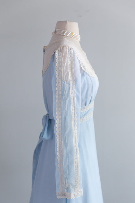 The Dreamiest 1970's Gunne Sax Dress Powder Blue Prairie Dress / SM