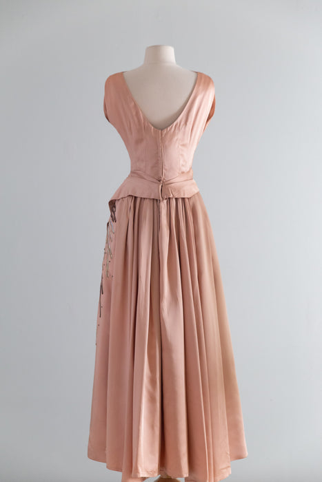 Fabulous 1950's Emma Domb Evening Dress With Sequin Coral / S