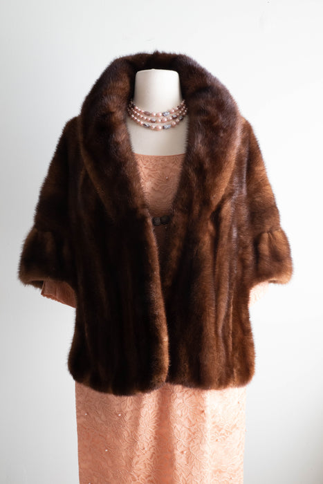 Exceptional 1950’s Chocolate Mink Wrap /OS