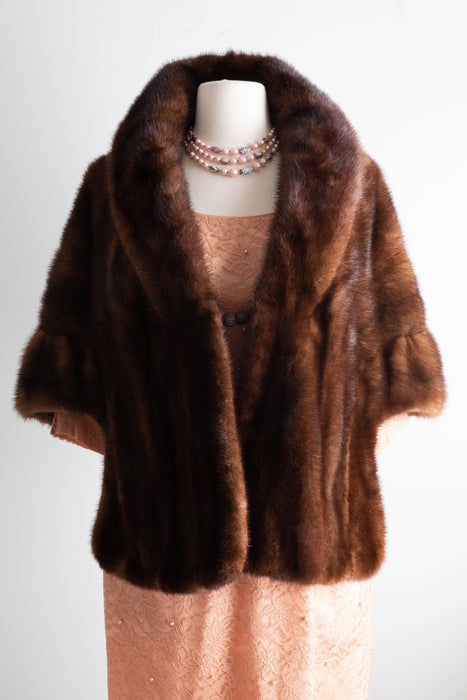 Exceptional 1950’s Chocolate Mink Wrap /OS