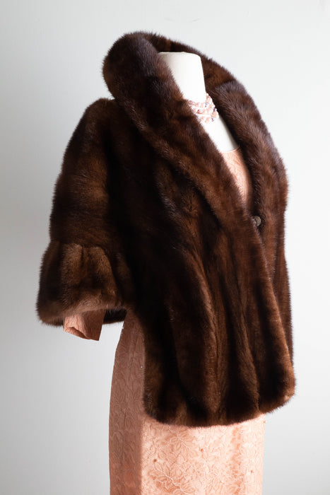 Exceptional 1950’s Chocolate Mink Wrap /OS